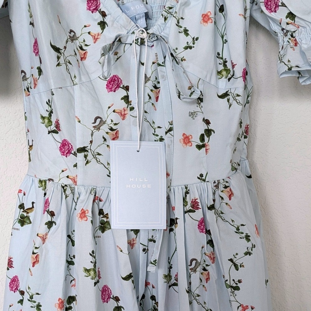 Hill House The Ophelia Dress Pond Floral Sz Small Blue Cottagecore Smocked Midi - Picture 10 of 10